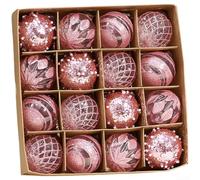 16PCS Christmas Tree Ornaments Set, 6cm PET Hanging Balls with Hand-Painted Metallic Finishes, Shatterproof and Lightweight Decorative Baubles for Holiday, Party, and Home Seasonal Décor (pink)