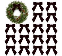 16Pcs Christmas Velvet Bows, 4.3" Vintage Velvet Ribbon Bows for Christmas Tree Garland Wreath Gift Wrapping DIY Crafts Wedding Decor (Wine Red)