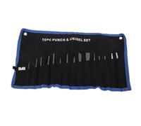 16Pcs Chrome Vanadium Steel Punch and Chisel Set with Storage Pouch Includes Taper Punch, Cold Chisels, Pin & Center, for Enhanced Stability, Impact, and