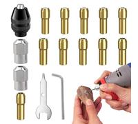 16Pcs Chuck Keys for Drill,Multi Chuck Set for Dremel Collet Nut Kit,0.5-3.2mm Shank Replacement 4486 Rotary Tool Keyless Quick Change Accessory for Dremel 3000 4000 7700 8200