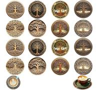 16PCS Coasters, Coaster Set, Round Coasters - Cork Table Mats for Drinks, Home Bar, Kitchen, Living Room Décor, Great Housewarming Gift for Friends and Family