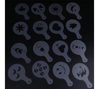 16Pcs Coffee Stencils, Cappuccino Templates with Cute Patterns for Latte Art, Portable and Easy to Use and Store for Coffee Lovers