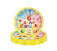16Pcs Colorful 6th Birthday Tableware Party Decorations - Disposable Luncheon Plates for Girls, Boys & Kids