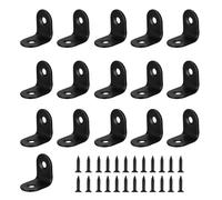 16PCS Corner Bracket, Small Angle Brackets, Small Brackets L Shaped, for Furniture Desk Table Shelf Corner Braces(20*20*16mm, Black)