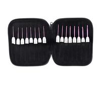 16Pcs Crochet Hooks Set with Ergonomic ABS Handles, Fine to Coarse Knitting Tools for DIY Sweater, Household Crochet Kit for Beginners and Advanced Crafters (Red Flower Porcelain Set)