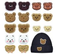 16PCS Cute Bear Decorative Applique Patch, Cartoon Animal Patch Appliques Bear Embroidery Patches Iron On Sewing for Jeans Shoes Backpacks T-Shirt Caps Hats DIY Decoration