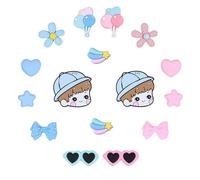 16Pcs Cute Cartoon Shoe Charms - Resin Kawaii Charms for Bracelet, Clog, Sandal Shoes Decoration - Adult Woman, Polyvinyl Chloride, No Gemstone