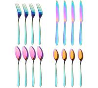16PCS Cutlery Set, TIE-DailyNec Stainless Steel Knife and Fork Sets for 4 Persons, Tableware with Mirror Polished Surface, Dishwasher Safe, for Everyday Use or Special Occasions (Coloured)