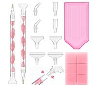 16PCS Diamond Art Pens Tools Set, Double-Headed Rhinestone Picker, 2PCS Rhinestone Pen, 12 Replacement Pen Tips, Clay Rhinestones Storage Box, for Nail Art