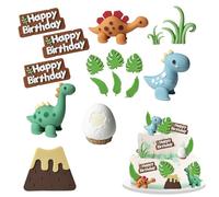 16PCS Dinosaur Cake Decorations Dinosaur Egg and Leaves Cake Toppers for Birthday Party Supplies Creative and Fun Dinosaur Theme Party Supplies for Boys Girls Baby Shower Cake Decorating Ideas