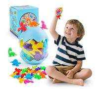 16PCS Dinosaur Suction Cup Toys for Kids, Sensory Suckers for Toddlers 3-5, Building Animal Toy with Eggshell Storage, Birthday for Boys Girls 4-8