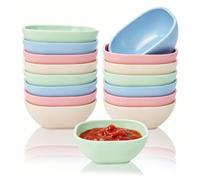 16pcs Dipping Bowls, 180ml/6oz Plastic Dip Bowls Soy Sauce Dish for Side Dishes, Reusable Small Bowls Condiment Server Mini Appetizer Plates for Tomato Sauce Vinegar Ketchup, BBQ and Party(Colour)