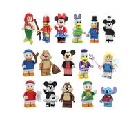 16PCS Disney Minifigures Set: Mickey & Donald Duck, LEGO-Compatible ABS Figures (4.5cm)