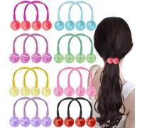 16PCS Double Balls Elastic Ponytail Holders, Cute Ball Hair Ties Colorful Twinbead Hair Scrunchies Double Bead Hair Rubber Band Hair Elastic Accessories for Women Girls