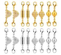 16pcs Double Magnetic Necklace Clasps, 4 Styles 2 Colors Magnetic Necklace Clasps and Closures Converter for Jewelry Bracelets Anklets (Style 1)