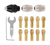 16PCS Drill Chuck Collet Set Compatible with Dremel 0.8-3.2mm (1/32” to 1/8”) Shank Replacement, Keyless Quick Change Chuck Rotary Tool Accessory. 4485 Brass Collet & Metal Nut Fits Dremel