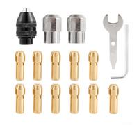 16pcs Drill Chuck Collet Set for Electric Drill For Rotary Tools 0 5 3 2mm with Heat Treated Metal Collets and Accessories Including Open End Spanner and L Wrench