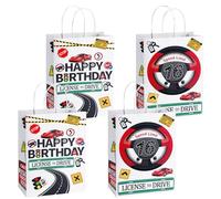 16pcs Driver License Party Favor Bags, New Driver Birthday Party Supplies, Car Road Sign Party Favor Bags with Handles for Driver Theme Decorations