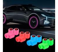 16PCs Dust Caps for Car Tyres,Skull Fluorescent Tyre Valve Caps,Glow in the Dark Dust Cover Cap,4 Colors Skull Tire Valve Stem Cover,Universal Dust Covers for Car SUV Truck Motorcycle Bike Bicycle