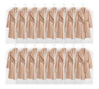 16PCS Dustproof Garment Covers Bag, Translucent PEVA Waterproof Clothes Covers Protector with Zip, Foldable and Washable Clothes Bag in Wardrobes for Long Dress, Suits, Coats Storage (60x120cm)