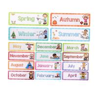 16Pcs English Flash Cards Set Seasonal Monthly Learning Tools for Classroom Decoration Boost Language Skills Visual for Kindergarten Home Learning