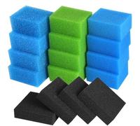 16pcs Fish Tank Filter Sponges Compatible with Juwel Compact/Bioflow 3.0 M, Aquarium Sponge Filters Set (Blue Coarse/Fine, Green Biological, Activated Carbon), Nitrate Reducing, Fresh & Salt Water