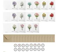 16Pcs Floral Blank Cards with Envelopes Set, Watercolor Bouquet Greeting Cards Pack with Sealing Stickers, Blank Notecards for Birthday Wedding Condolences and Thank You Messages