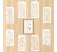 16PCS Floral Decorative Stencils, Textured Stencils for Craft Vine Leaf Painting, Reusable Border Patterns for Canvas, Walls, Greeting Cards and Scrapbooking.
