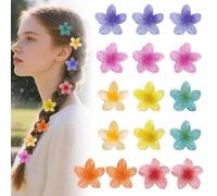 16PCS Flower Claw Clips, Small Cute Hawaiian Clips, Non-Slip Plumeria Jaw Clip, Tropical Beach Hair Accessories for All Hairstyles, Flower Hair Clip for Girls Women