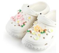 16PCS Flower Shoe Charms for Clogs, Peach Blossom Shoe Decoration Charms, Dreamy Flower Sweet Style Clog Charm Shoe Clips Accessories for Teens Girl DIY Clog Sandal