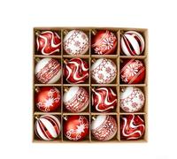 16pcs For Xmas Tree Ball Ornaments Set with Hanging Loops for Various Seasonal Decorations and Displays (F)