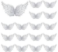 16pcs Glitter Wings, UHOMENY Mini Angel Wings Patches for Crafts, Ornaments, Patches, Christmas Tree Decor, Hanging, Vintage Chic Pendant for Party Decor, DIY Craft (Silver)