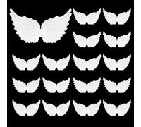 16pcs Glitter Wings, UHOMENY Mini Angel Wings Patches for Crafts, Ornaments, Patches, Christmas Tree Decor, Hanging, Vintage Chic Pendant for Party Decor, DIY Craft (White)