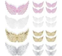 16pcs Glitter Wings, UHOMENY Mini Angel Wings Patches for Crafts, Ornaments, Patches, Christmas Tree Decor, Hanging, Vintage Chic Pendant for Party Decor, DIY Craft (Multi-Colored)