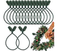 16pcs Green Christmas Garland Twist Ties - Reusable and Flexible Banister Decoration Ties for Stair Railings, Wreaths, Stockings & Holiday Home Decoration