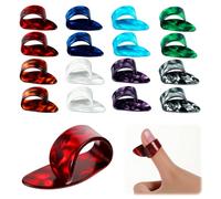 16Pcs Guitar Finger Picks, Adjustable Thumb Picks, 8 Colors Thumb Finger Pick Holder Set, Celluloid Flat Thumbpicks Fingertip Protector for Acoustic Guitar Bass Banjo Harp Ukulele Fingerstyle