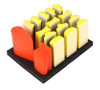 16PCS Hand Grinding Blocks Self Adhesive Groove Curved Surface Polishing Block Set for Woodworking Metal Auto Repair Fiber Nylon Yellow Black