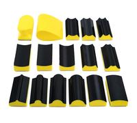 16pcs Hand Sanding Block Set, 2 Sanding Block and 14 Convex & Concave Shape Hook Backing Plate for Woodworking Furniture Restoration Automotive Body Arts Crafts