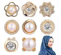 16Pcs Hijab Pins Closure Pin Buttons Hijab Pins No Sew Brooch Button for Veil Weights Fake Shirt Pin