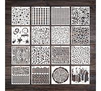 16Pcs Hollow-Out PET Stencils Set Art Drawing Graffiti Templates 6 ' ' x 6 ' ' for Kid Adult Art Handcraft Scrapbooking Stencils Template Sets Stencil for Adults Love Wedding Party Stencil