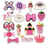 16Pcs Howdy Medical Coffee Summer Autism Bookish Princess Purple Witch Jesus Plants Dominican Shoe Charms for Croc Bubble Slides Sandals Clogs, Shoe Decorations for Adults Women Girls Boys, Princess