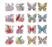 16Pcs Hummingbird DIY Fridge diamond art kit Magnets Stickers Magnetic Diamond Art Decor diamond art kit Art Refrigerator Magnets for Beginners Adults DIY Crafts