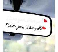 16pcs I Love You Drive Safe Mirror Sticker, Cute Car Rear View Labels Funny Safe Driving Decal Vinyl Rearview Mirror Window Decor with Heart for Women Driver Gifts Accessories (White, Black)