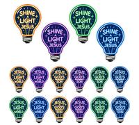 16Pcs Illumination VBS 2026 Light Bulb Cutouts Decorations, Neon Jesus Paper Cutout Set for Vacation Bible School Church Craft Classroom Wall Decor