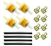 16pcs Inline Fuel Filter 5mm Hose Kit, Universal Car Motorcycle Fuel Filter Hose With 4pcs Filters + 4pcs 10cm Petrol Pipe + 8pcs Hose Clips