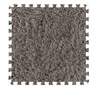 16Pcs Interlocking Foam Carpet,Shaggy Soft Foam Play Mat,Fluffy Area Rugs,Square Plush Puzzle Floor Tiles,Crawling Mats for Living Room Bedroom,12X12inch,Grey