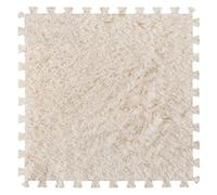 16Pcs Interlocking Foam Carpet,Shaggy Soft Foam Play Mat,Fluffy Area Rugs,Square Plush Puzzle Floor Tiles,Crawling Mats for Living Room Bedroom,12X12inch,Beige
