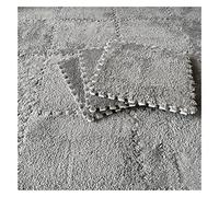 16Pcs Interlocking Foam Mats,Fluffy Carpet Tiles,Plush Area Rug,Square Splicing Floor Tiles,Soft Playmat Puzzle Floor Mat for Play Room,Light Grey