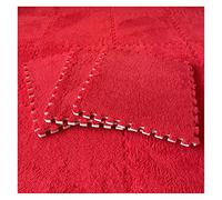 16Pcs Interlocking Foam Mats,Fluffy Carpet Tiles,Plush Area Rug,Square Splicing Floor Tiles,Soft Playmat Puzzle Floor Mat for Play Room,Red
