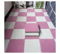16Pcs Interlocking Foam Mats,Fluffy Carpet Tiles,Plush Area Rug,Square Splicing Floor Tiles,Soft Playmat Puzzle Floor Mat for Play Room,Pink+White